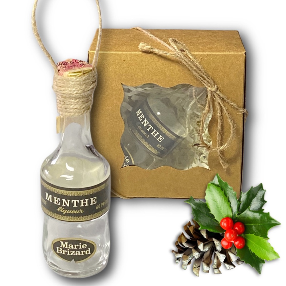 Marie Brizard Menthe Mint Liqueur Artisan Vintage Glass Bottle Ornament